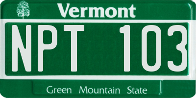 VT license plate NPT103