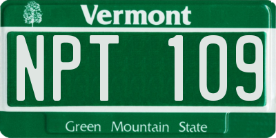 VT license plate NPT109