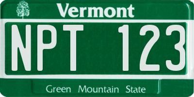VT license plate NPT123