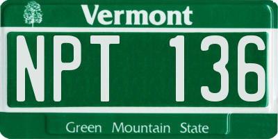 VT license plate NPT136