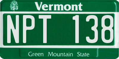 VT license plate NPT138