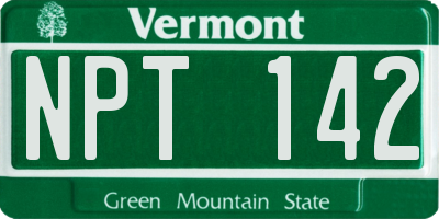 VT license plate NPT142