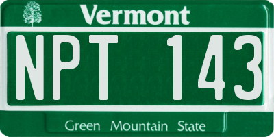 VT license plate NPT143