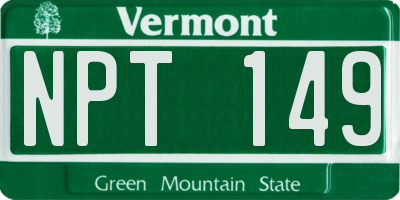 VT license plate NPT149