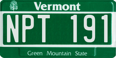 VT license plate NPT191