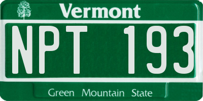 VT license plate NPT193