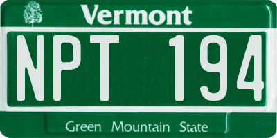 VT license plate NPT194