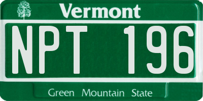 VT license plate NPT196