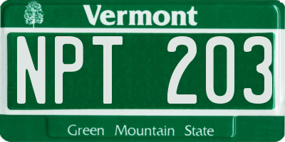 VT license plate NPT203