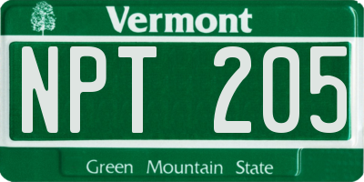 VT license plate NPT205