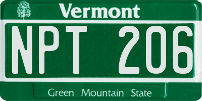 VT license plate NPT206