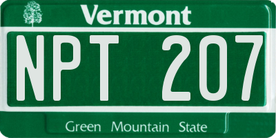 VT license plate NPT207