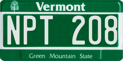 VT license plate NPT208