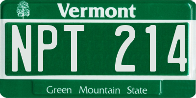 VT license plate NPT214
