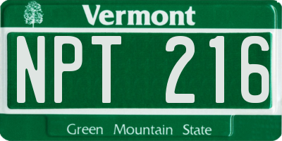 VT license plate NPT216