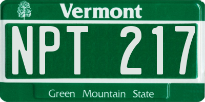 VT license plate NPT217