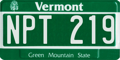VT license plate NPT219