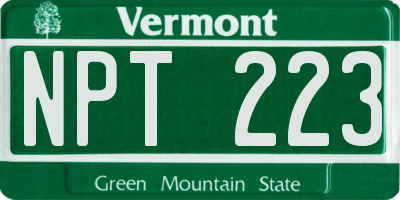 VT license plate NPT223