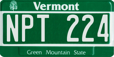 VT license plate NPT224