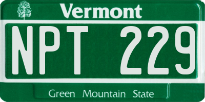 VT license plate NPT229