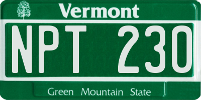 VT license plate NPT230