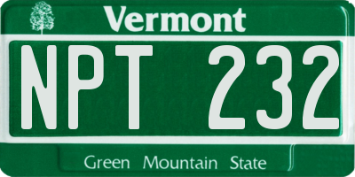 VT license plate NPT232