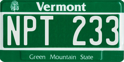 VT license plate NPT233