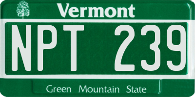 VT license plate NPT239