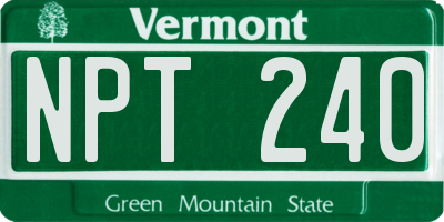 VT license plate NPT240