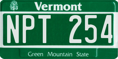 VT license plate NPT254
