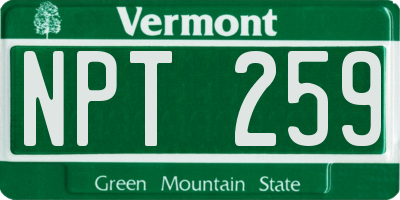 VT license plate NPT259