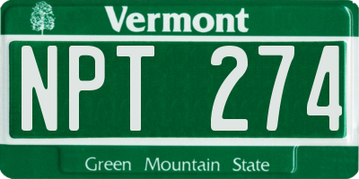 VT license plate NPT274
