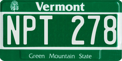 VT license plate NPT278