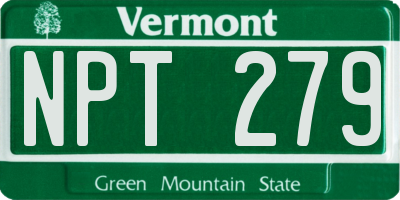 VT license plate NPT279