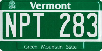 VT license plate NPT283