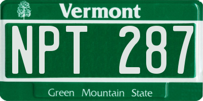 VT license plate NPT287