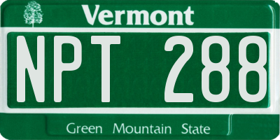 VT license plate NPT288