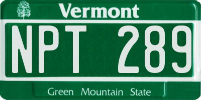 VT license plate NPT289
