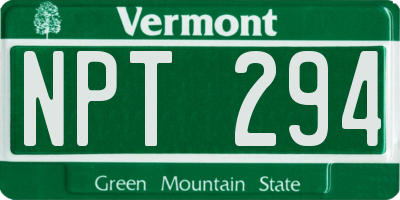 VT license plate NPT294