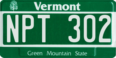VT license plate NPT302