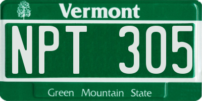 VT license plate NPT305