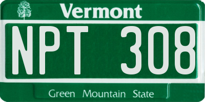 VT license plate NPT308