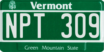 VT license plate NPT309