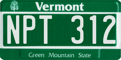 VT license plate NPT312