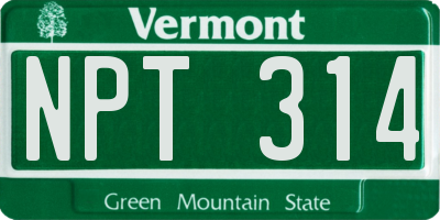 VT license plate NPT314