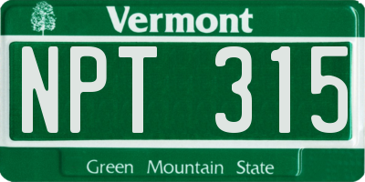 VT license plate NPT315