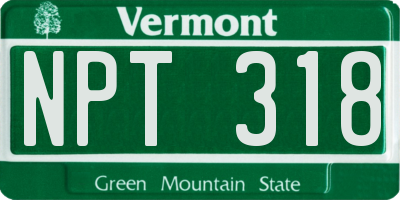 VT license plate NPT318