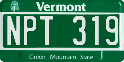 VT license plate NPT319