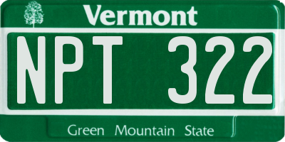 VT license plate NPT322