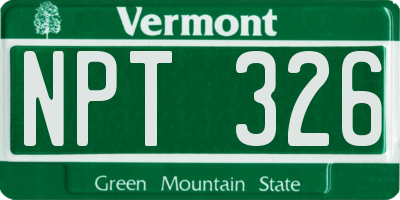 VT license plate NPT326